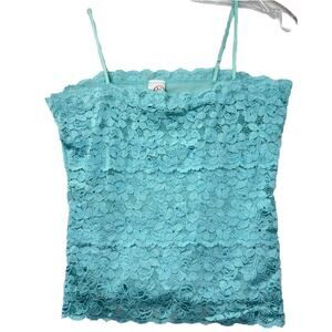 Vintage Y2K Camisole Tank Top Womens Juniors Medium Floral‎ Lace Fitted Studio Y